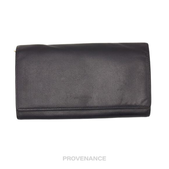 🔴 Saint Laurent Paris SLP Long Pebbled Wallet - Black - Picture 1 of 10